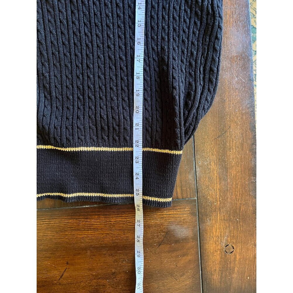 Vintage 90's Preston & York Black And Gold Long Sleeve Knit V-Neck Sweater Med - Picture 9 of 9